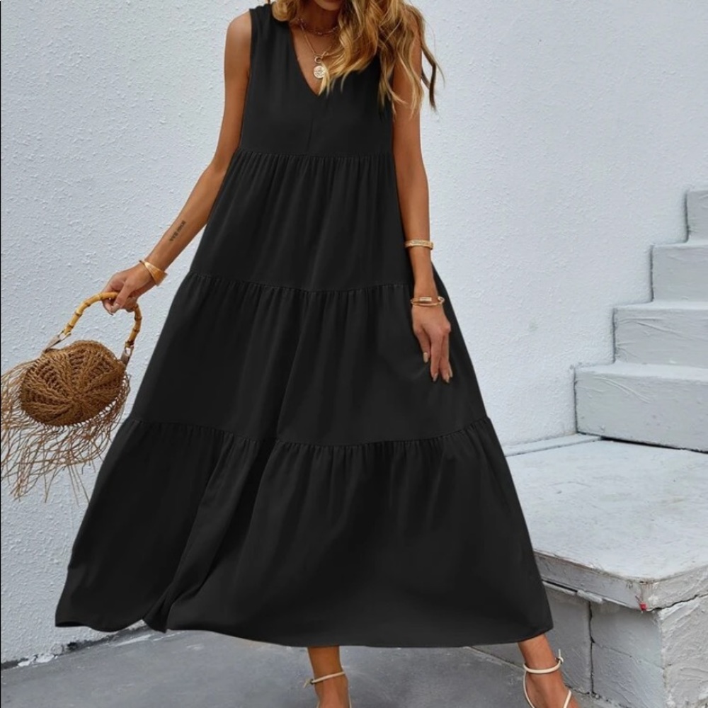 Boho V neck ruffle hem maxi dress - Picture 4 of 15